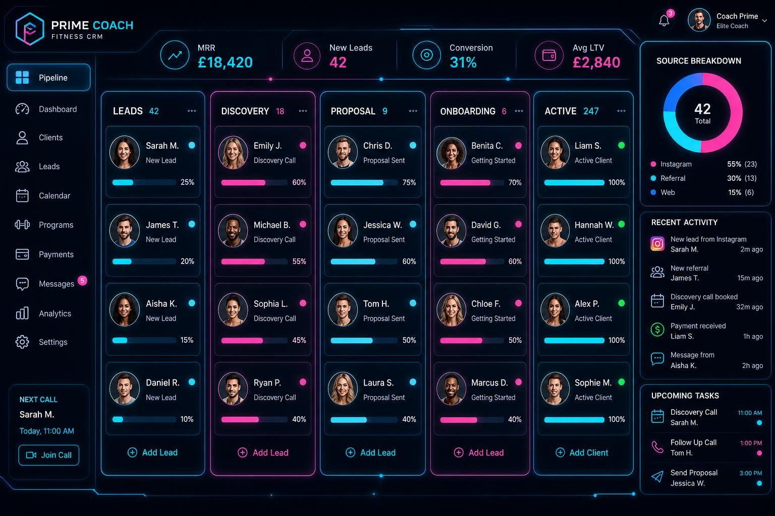 CRM pipeline UI